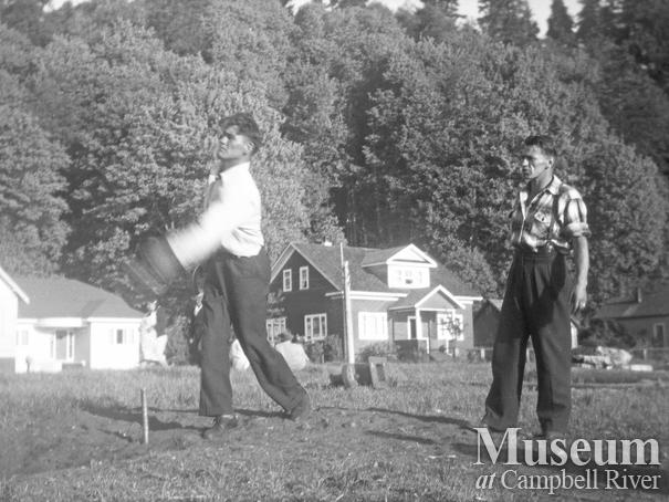 Pitching horseshoes at Cape Mudge