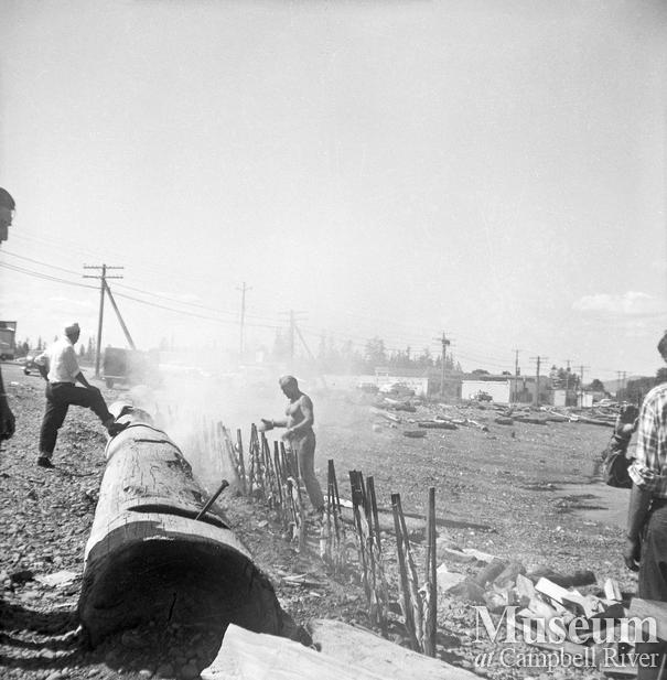 Salmon barbecue on the beach