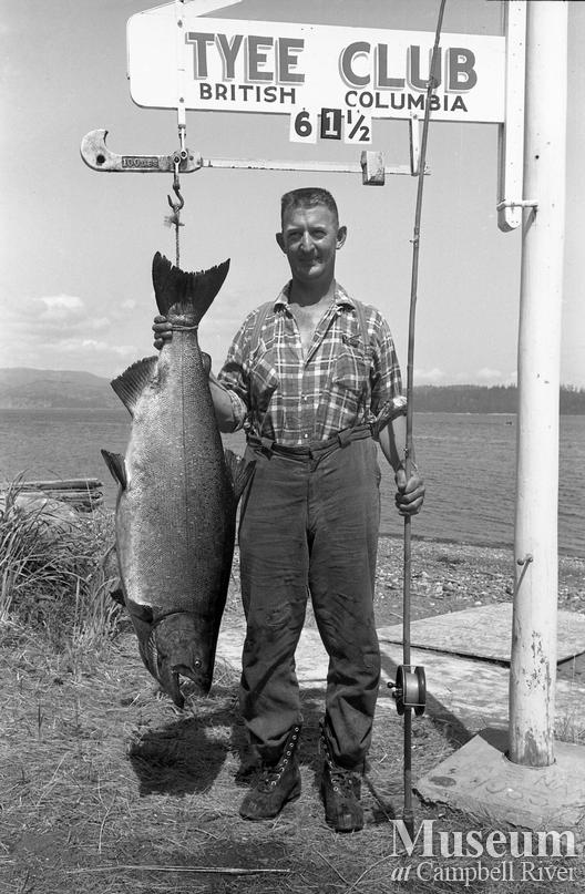 Peterson with a 61.5 lb Tyee 