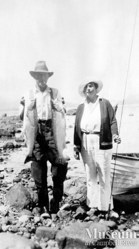 Herbert Pidcock with unidentified woman and fish