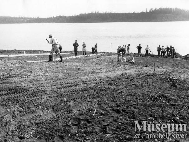 Building the public boat ramp at Tyee Spit. 