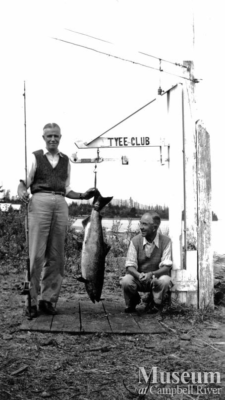 Cougar Smith and two guests at Tyee Club scales