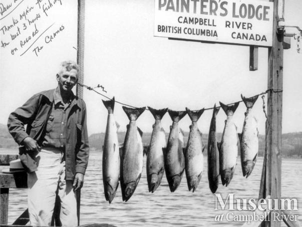 Les McDonald with eight fish caught by the Cranes