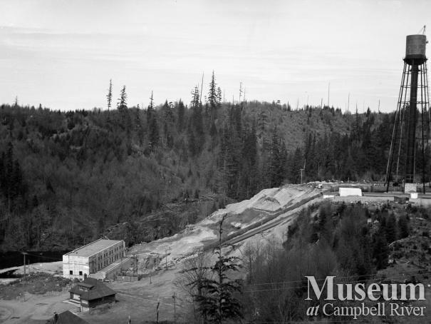 View of the John Hart Generating station and surge towers