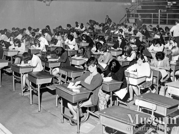 Students taking their Easter exams at Campbell River's Junior Secondary School