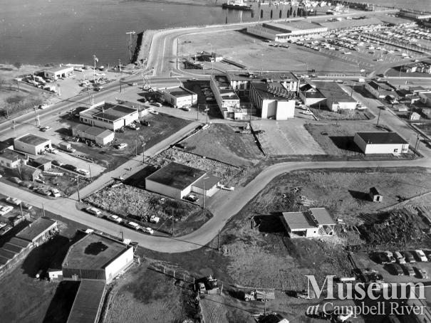Aerial view of downtown Campbell River, 1968