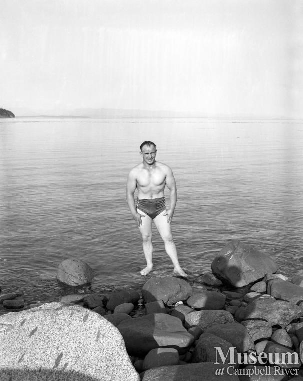 A swimmer who went from Campbell River to Quadra Island