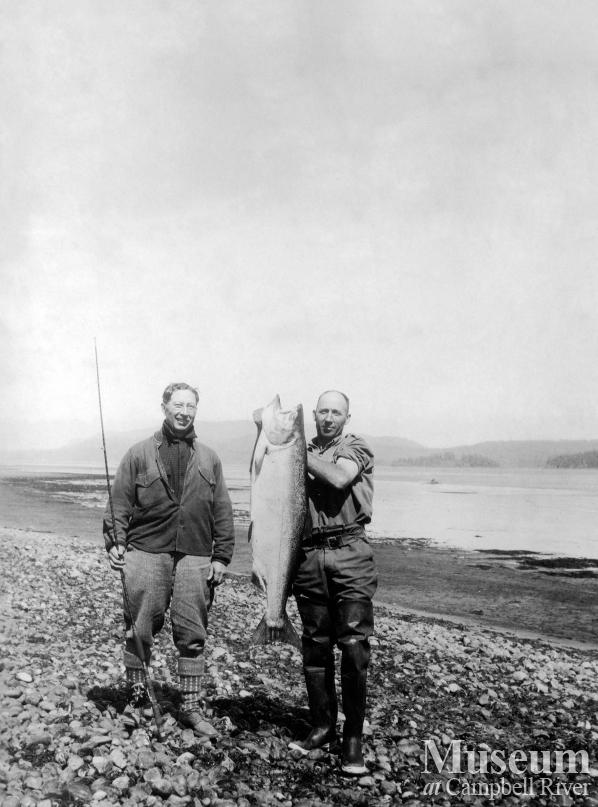 Herbert Pidcock and Dr. Wiborn with a salmon