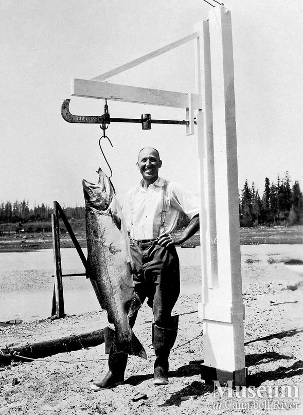 Herbert Pidcock with catch of salmon