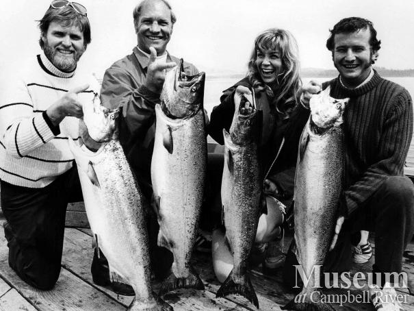 Fishermen with catch of salmon, May 1972