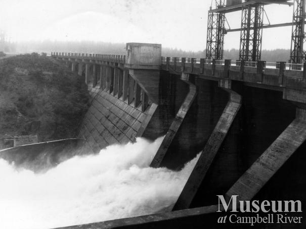 John Hart dam and spillway, January 1968