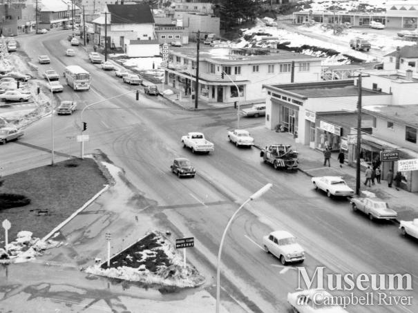 View of the Island Hwy going through downtown Campbell River