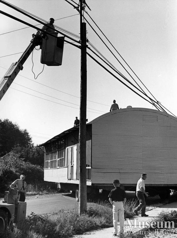 Moving the building that was to become Arbutus School into position