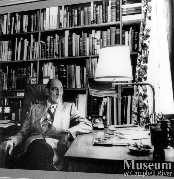 Roderick Haig-Brown in his study at the Haig-Brown House