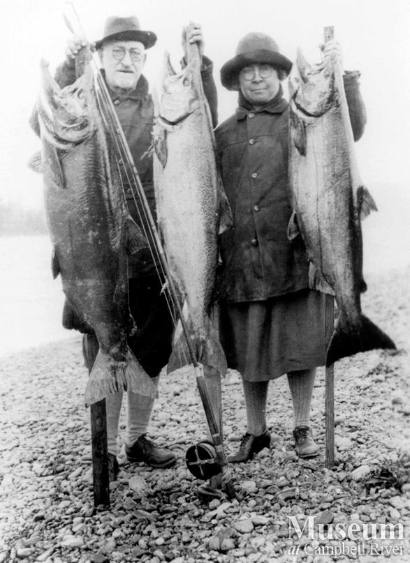 One male and one female angler with three fish