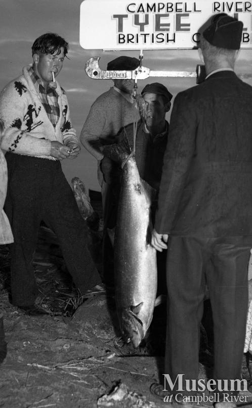 Anglers with Tyee Salmon at Tyee Club Scales