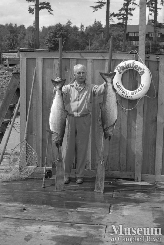 Guest with Catch of Salmon at Painter's Lodge