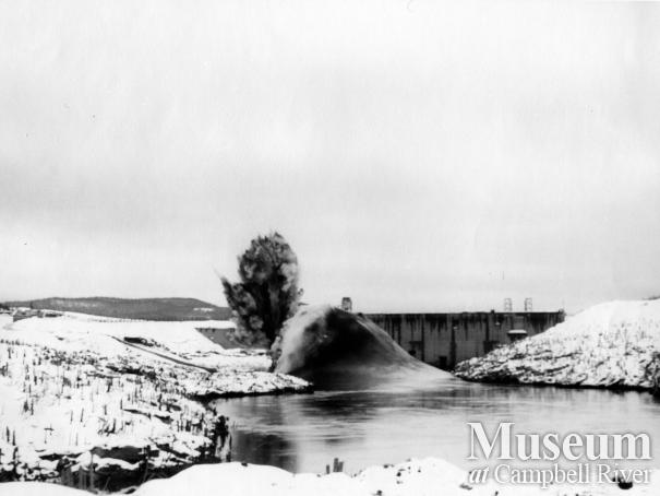 Construction of Strathcona Dam, 1950s