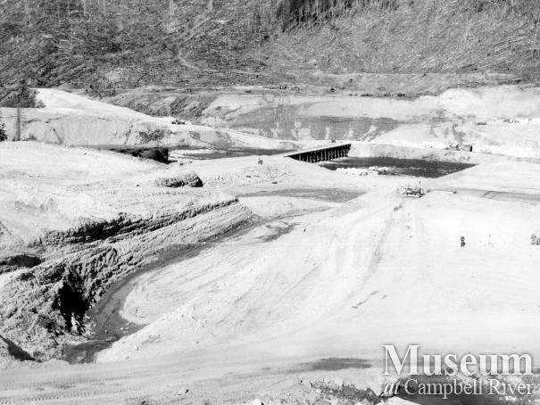 Construction of Strathcona Dam, 1950s