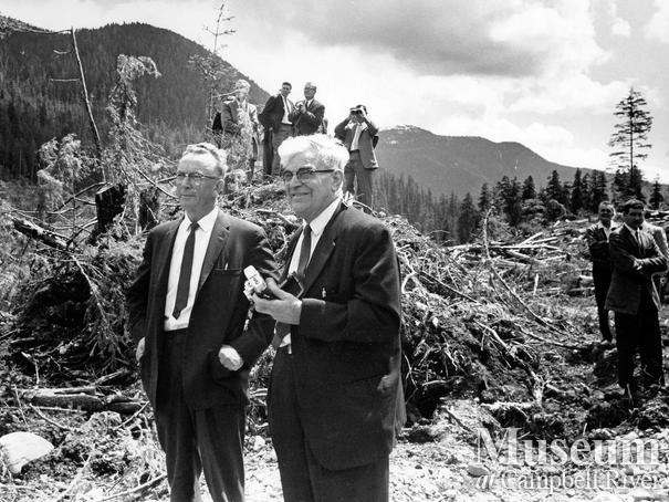 Wallace Baikie and Carl Thulin survey logging operation