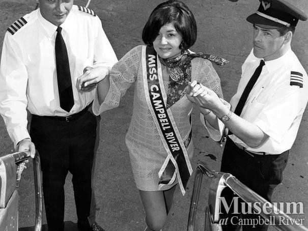 Miss Campbell River, Karen Imamura boards the plane
